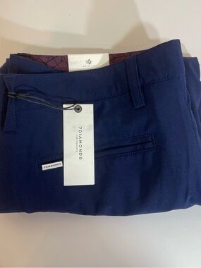 7 Diamonds Performance Hybrid Stretch Shorts 33x10 NWT Navy Blue W Pockets!
